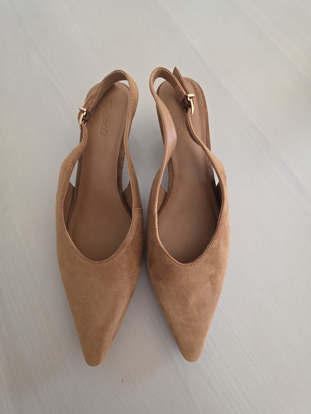 NWOT Madewell Emilie Pointed Toe Slingback Pump Tan Suede $178 Sz 8.5 - Picture 7 of 11